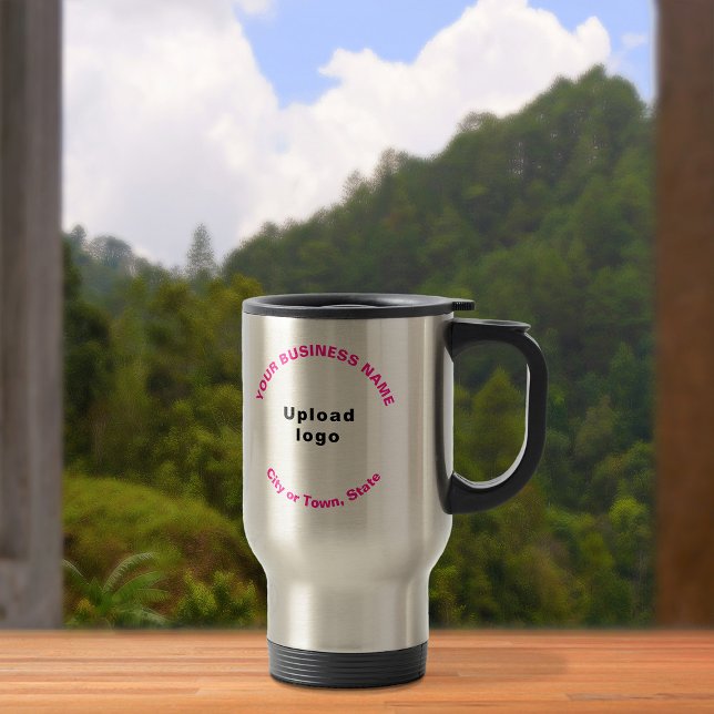 Mug De Voyage Textes ronds de marque rose sur acier inoxydable (Créateur téléchargé)
