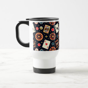Mug De Voyage Thème de motif de casino sur fond noir