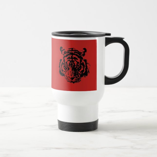 Mug De Voyage Tiger Pop Art Rouge Noir (Droite)