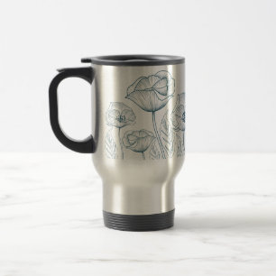 Mug De Voyage Tirage de ligne Fleur et Feuille de pavot (Vert de