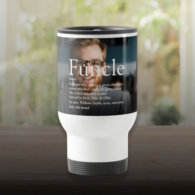 Mug De Voyage Tonton Cool Fun Oncle Photo Moderne (Funcle Cool Fun Uncle Modern Photo Travel Mug)