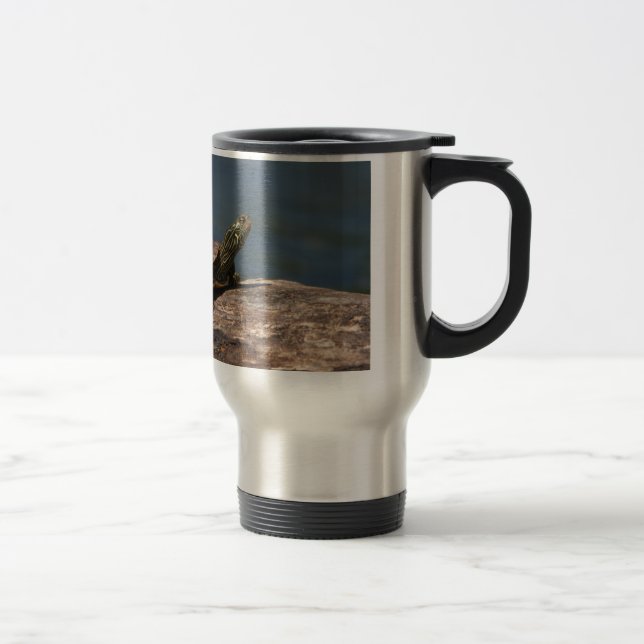 Mug De Voyage Tortue peinte sur un bûcher (Droit)