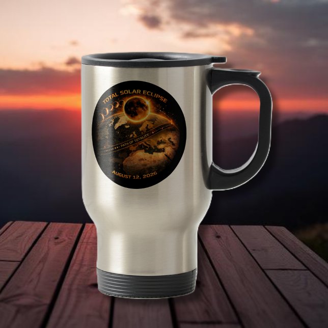 Mug De Voyage Total Solar Eclipse 2026 Path of Totality (Total Solar Eclipse 2026 Path of Totality Travel Mug )