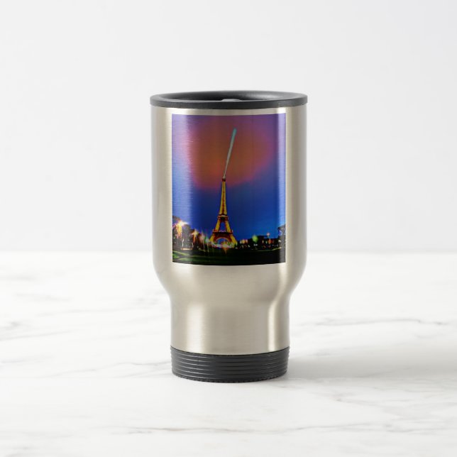 Mug De Voyage Tour Eiffel à la peinture nocturne (Centre)