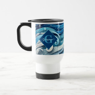 Mug De Voyage Tourbillons d'hiver bleus et gelés