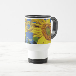 Mug De Voyage Tournesol Et Fleur Invitée Personnalisé