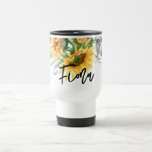 Mug De Voyage Tournesol Eucalyptus Rustique Personnalisé