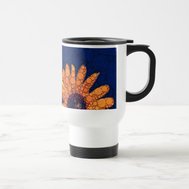 Mug De Voyage Tournesols oranges lumineux bleu-foncé (Droite)