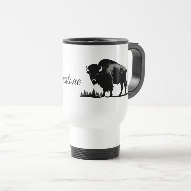 Mug De Voyage Tournez Mug-Yellowstone Buffalo (Devant droit)