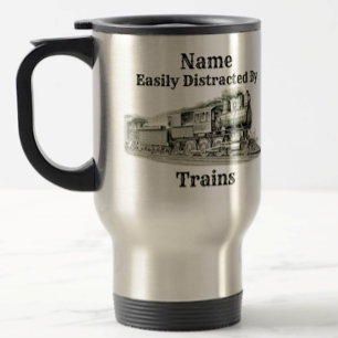 Mug De Voyage Train À Vapeur vintage Facilement Distrait Par, Aj
