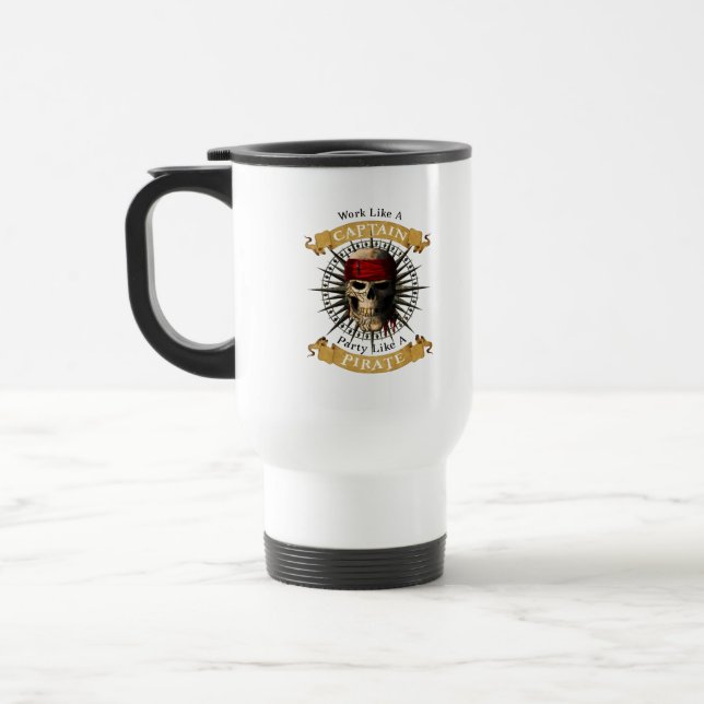 Mug De Voyage Travailler Comme Une Partie De Capitaine Comme Un  (Gauche)