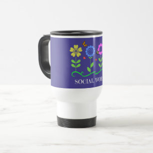 Mug De Voyage "Travailleur social," fleurs printanières graphiqu