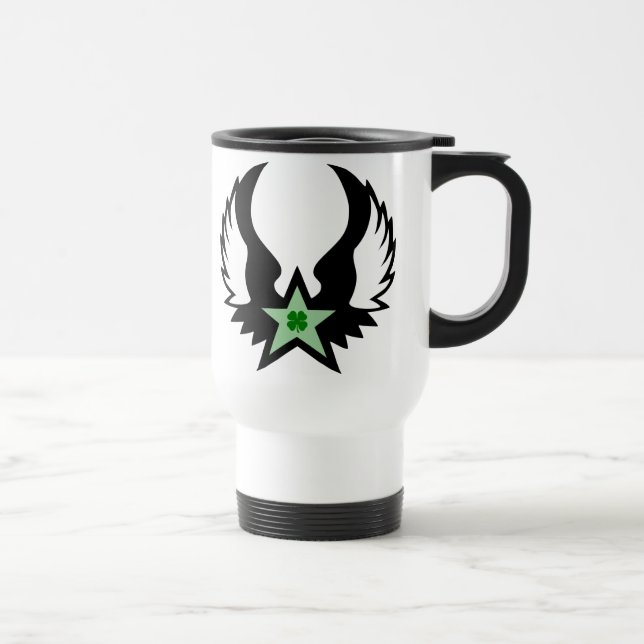 Mug De Voyage trèfle à quatre feuilles. étoile ailée. (Droite)