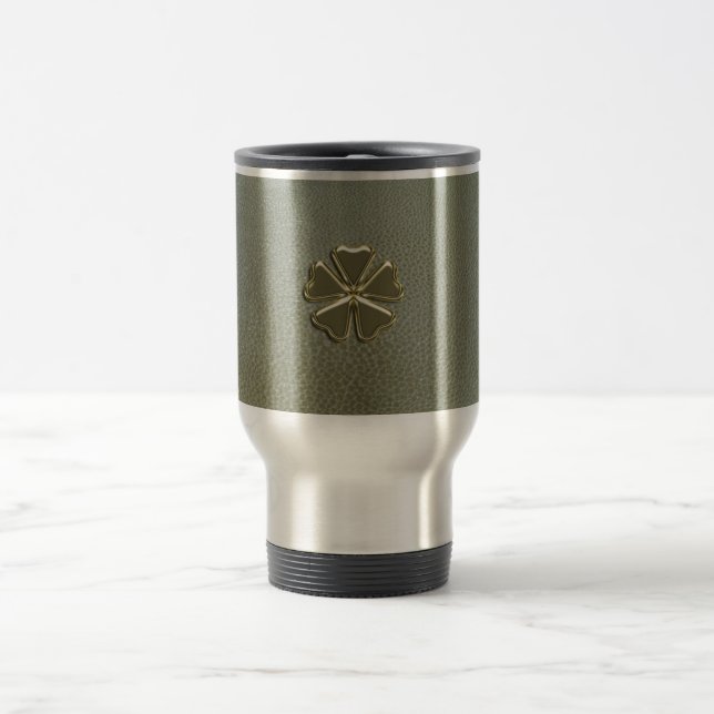 Mug De Voyage Trèfle élégant Saint-Patrick,Cuir Vert (Centre)