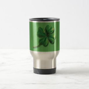 Mug De Voyage Trèfle irlandais vert moderne