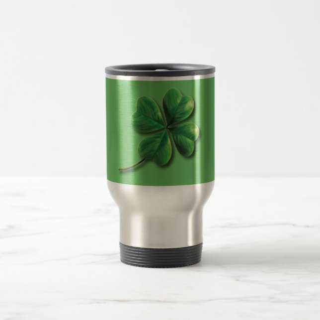 Mug De Voyage Trèfle irlandais vert moderne (Centre)