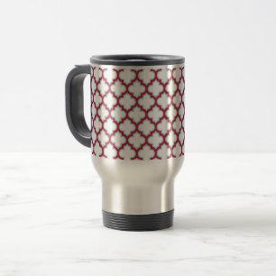 Mug De Voyage Trellis blanc et rouge, treillis, Quatrefoil