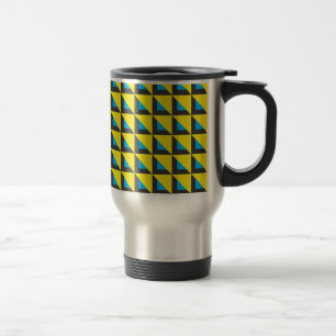 Mug De Voyage triangles bleu et jaune sans soudure sur noir