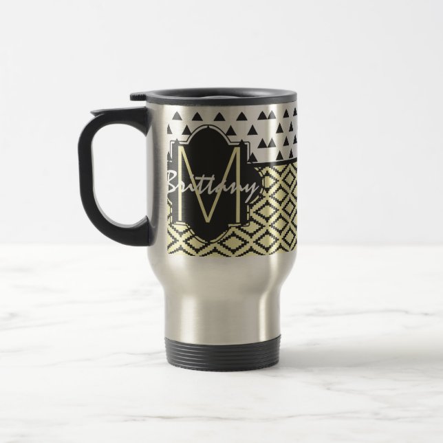 Mug De Voyage Triangles noires, jaunes, et blanches et (Gauche)