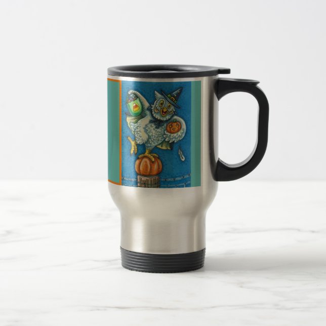 MUG DE VOYAGE TRICK OU TRAITER, SENTIR MES PIEDS HALLOWEEN OWL,  (Droit)