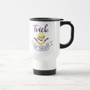 Mug De Voyage Tricoter ou traiter les os croisés du crâne Ruban