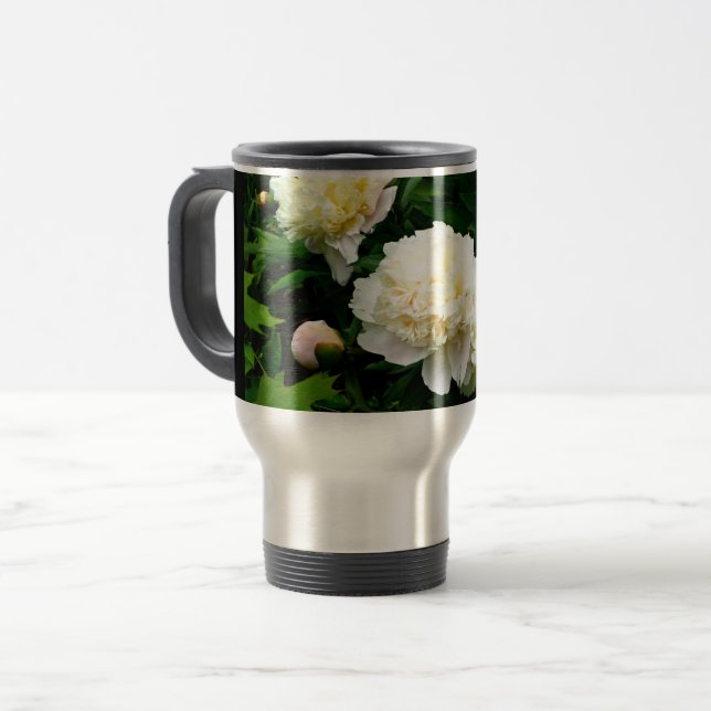 Mug De Voyage Trio de Pivoine Blanche (Devant gauche)