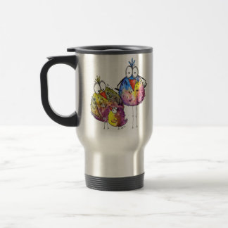Mug De Voyage Trois Beaux Oiseaux Bleus Et Colorés