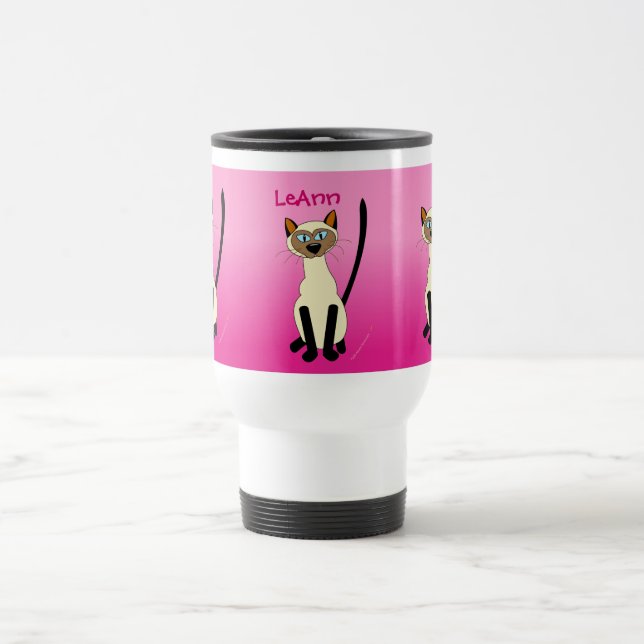 Mug De Voyage Trois inoxydables personnalisés par rose de chats (Centre)
