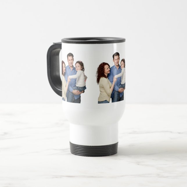 Mug De Voyage Trois photos de famille Modèle personnalisé (Devant gauche)