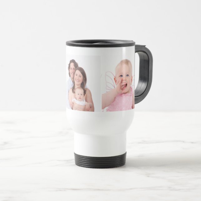 Mug De Voyage Trois photos de famille Modèle personnalisé (Devant droit)