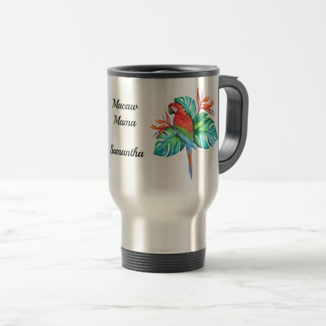 Mug De Voyage Tropical Macaw Exotic Parrot Personnalisé (Devant droit)