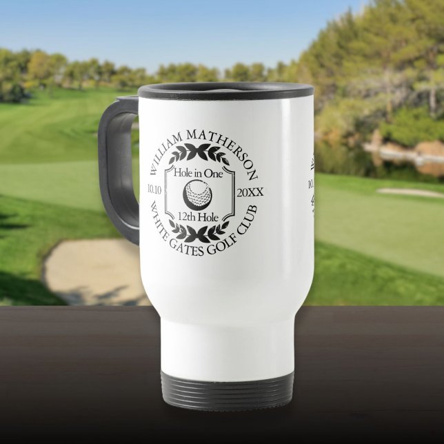 Mug De Voyage Trou élégant en un classique Golf personnalisé (Stylish Hole in One Classic Personalised Golf Travel Mug)