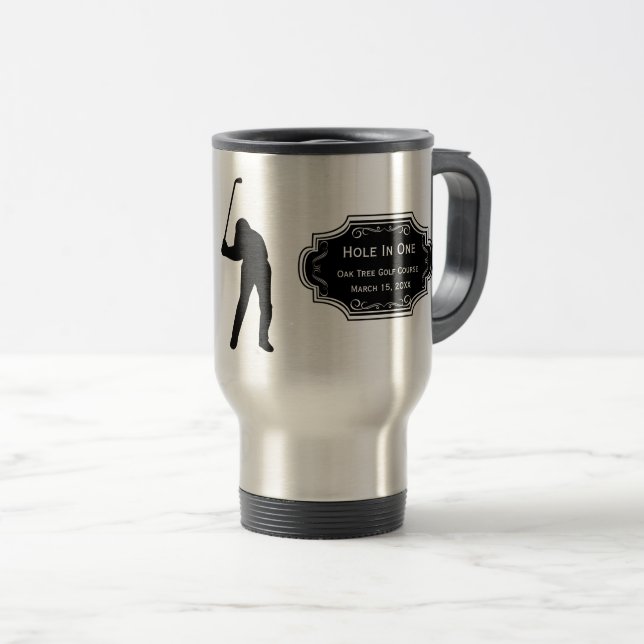 Mug De Voyage Trou Personnalisé Dans Un Homme Cave GOLFER'S Lodg (Devant droit)