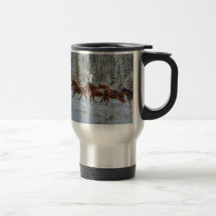 Mug De Voyage Troupeau de chevaux qui courent dans la neige hive