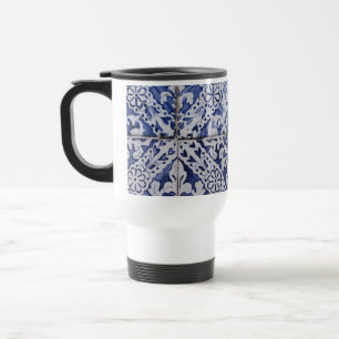 Mug De Voyage Tuiles portugaises - Azulejo Floral bleu et blanc
