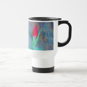 Mug De Voyage Tulipe rouge sur ardoise gris bleu