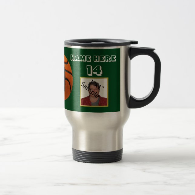 Mug De Voyage Tumbler photo personnalisées de basketball en text (Droit)