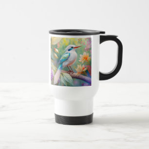 Mug De Voyage Turquoise aile  crête blanche Imaginaire Oiseau