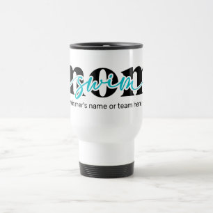 Mug De Voyage Turquoise Black Script Swim Maman Voyage Mug