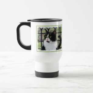 Mug De Voyage Tuxedo Chat dans la peinture de fenêtre Art animal