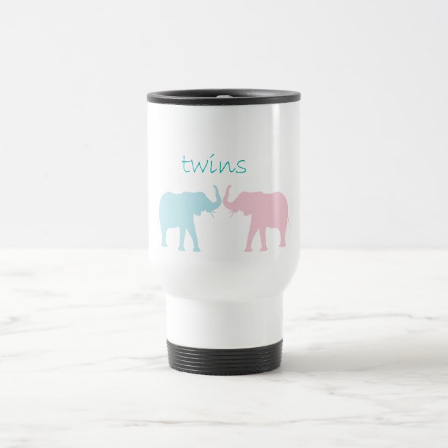 Mug De Voyage Twin Elephant Rose Et Bleu (Centre)