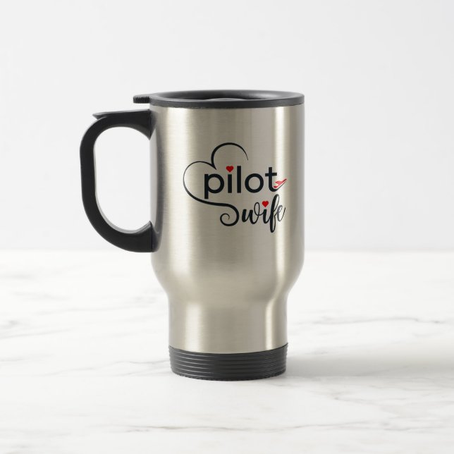 Mug De Voyage Typographie de femme de pilote & Avion Simple,Mini (Gauche)