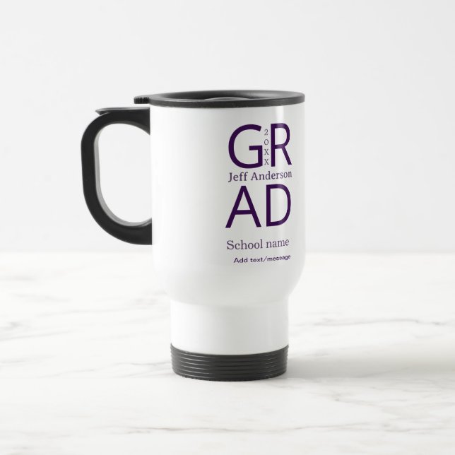 Mug De Voyage typographie de graduation moderne simple minimale  (Gauche)