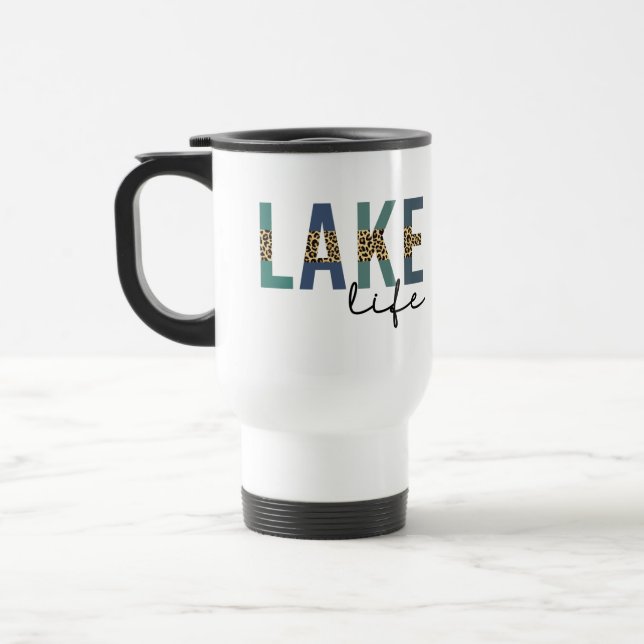 Mug De Voyage Typographie d'impression de Lake Life Cheetah (Gauche)