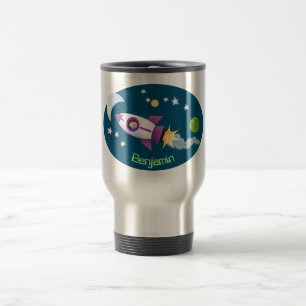 Mug De Voyage Un adorable vaisseau-fusée dans l'espace dessin an