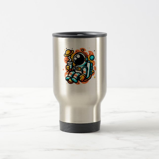 Mug De Voyage Un astronaute boit du café - Caféine spatiale (Centre)