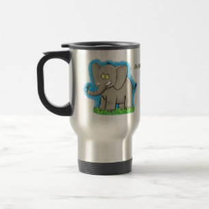 Mug De Voyage Un joli éléphant drôle avec un oiseau sur le tronc