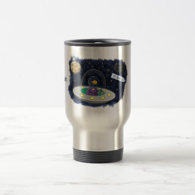 Mug De Voyage Un joli poisson heureux dans l'espace dessin animé (Centre)