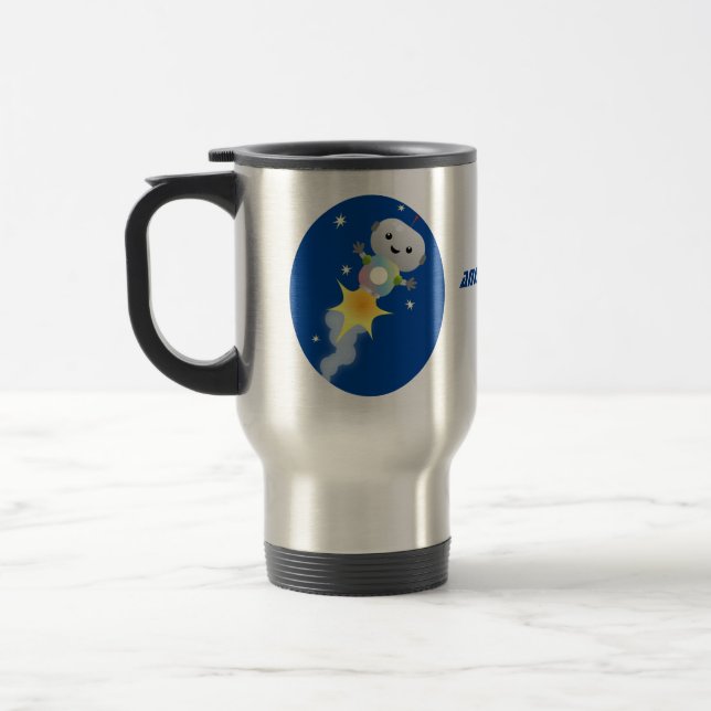 Mug De Voyage Un mignon robot volant dans l'espace dessin animé (Gauche)