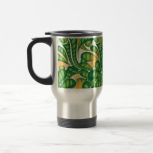 Mug De Voyage Un motif artistique vert et or représentant un arb